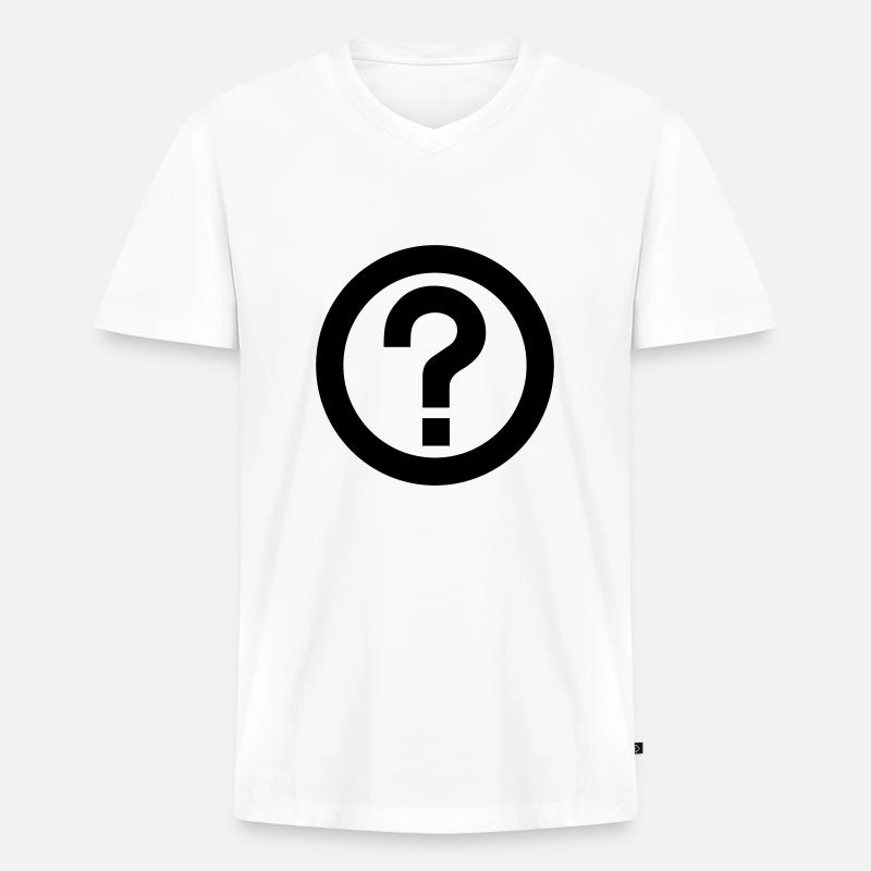 Fragezeichen - Symbol - Männer Premium Bio T-Shirt mit V-Ausschnitt - Weiß