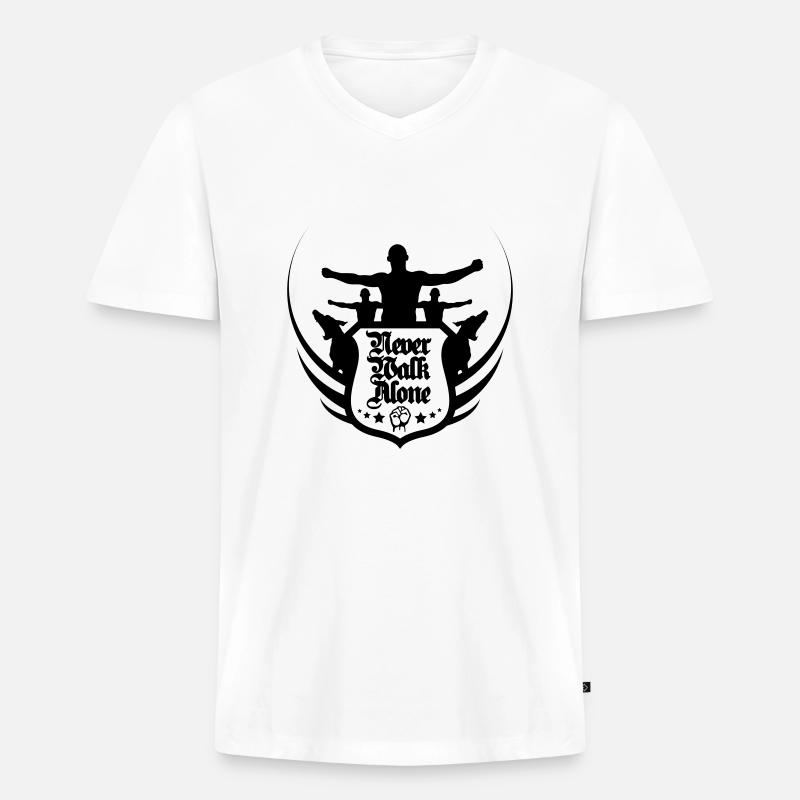 neverwalkalone2 - Männer Premium Bio T-Shirt mit V-Ausschnitt - Weiß