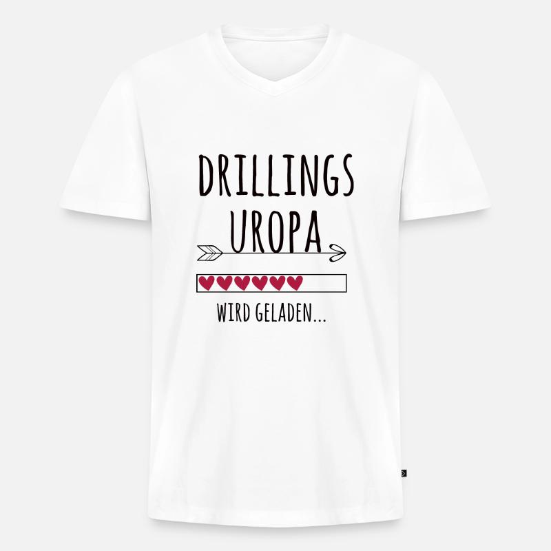 werdender Drillingsuropa Schwangerschaft Drillinge - Männer Premium Bio T-Shirt mit V-Ausschnitt - Weiß