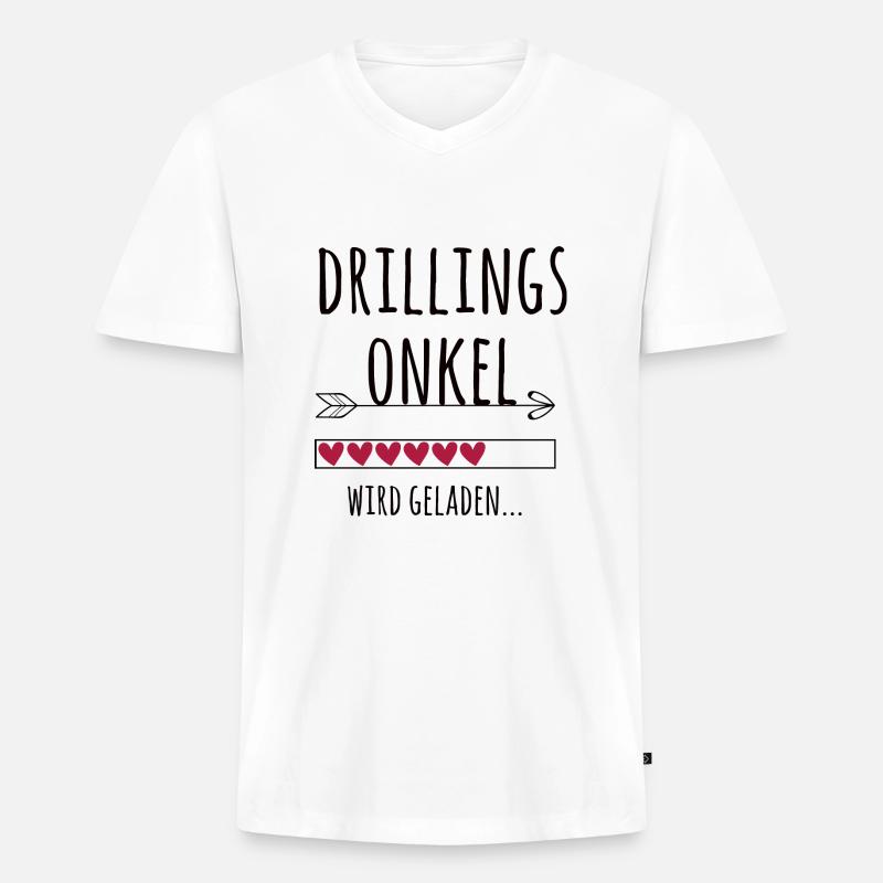 werdender Drillingsonkel Schwangerschaft Drillinge - Männer Premium Bio T-Shirt mit V-Ausschnitt - Weiß