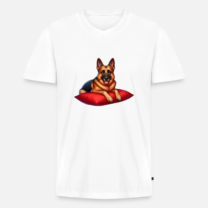 Deutscher Schäferhund Karikatur - Männer Premium Bio T-Shirt mit V-Ausschnitt - Weiß