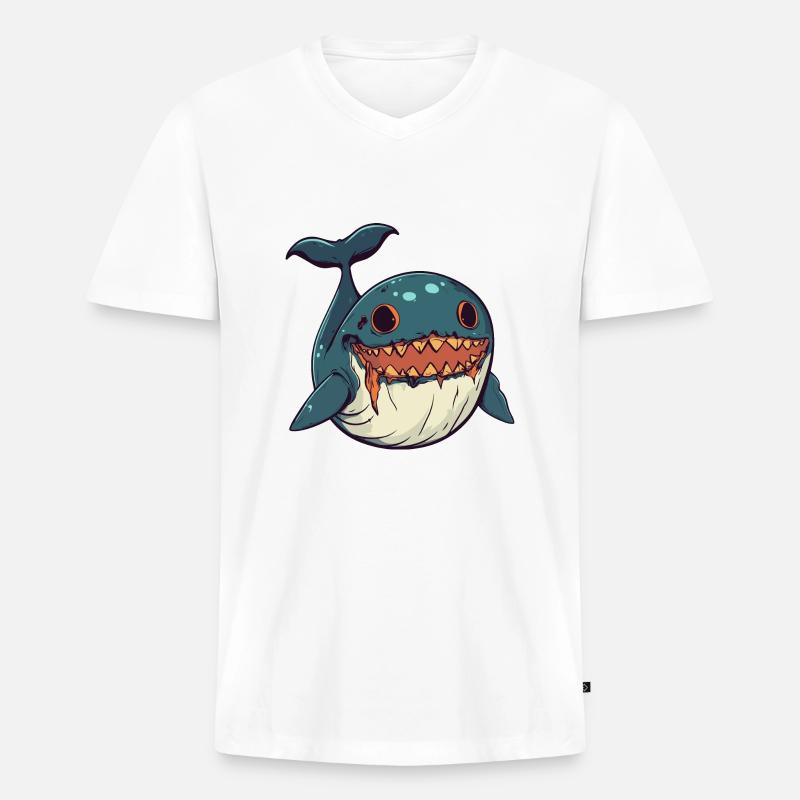 Wal Halloween Zombie - Männer Premium Bio T-Shirt mit V-Ausschnitt - undefined