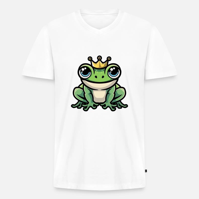 Frosch Krone - Männer Premium Bio T-Shirt mit V-Ausschnitt - undefined
