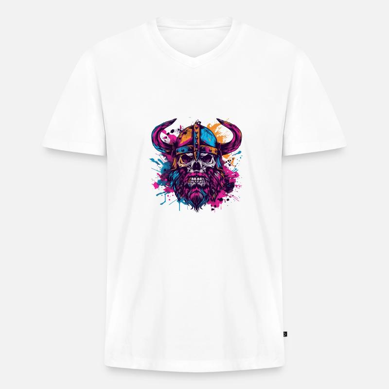 Wikinger Skelett - Männer Premium Bio T-Shirt mit V-Ausschnitt - undefined