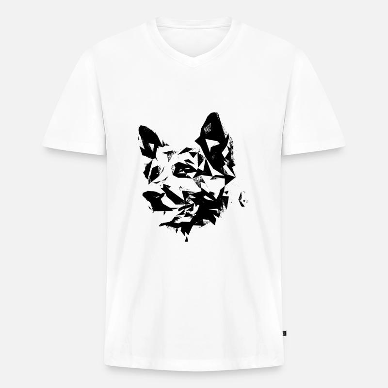 Schäferhund - Männer Premium Bio T-Shirt mit V-Ausschnitt - Weiß