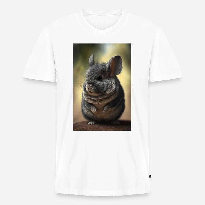 Chinchilla Realistisch Tier - Männer Premium Bio T-Shirt mit V-Ausschnitt - Weiß
