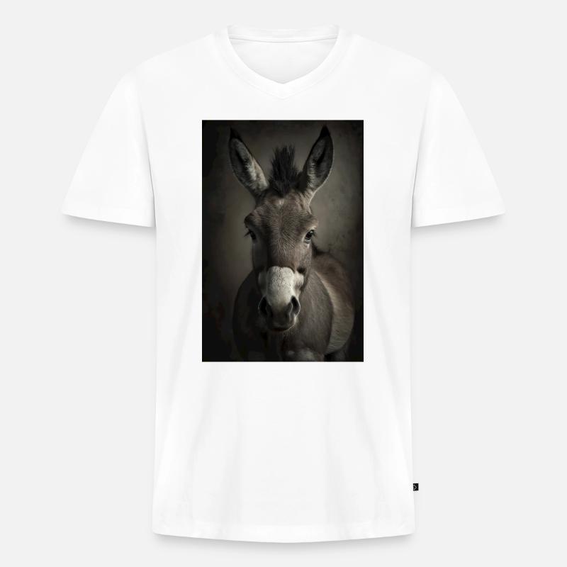 Esel Realistisch Cool - Männer Premium Bio T-Shirt mit V-Ausschnitt - Weiß