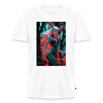 Anime Wald Geist Mädchen Manga - Männer Premium Bio T-Shirt mit V-Ausschnitt - Weiß - Vorne - Nico (187cm)
