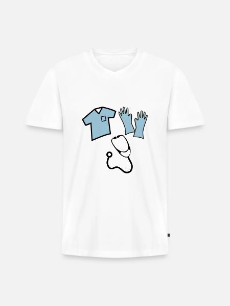 Infirmière - T-shirt encolure en V Premium bio Homme - blanc