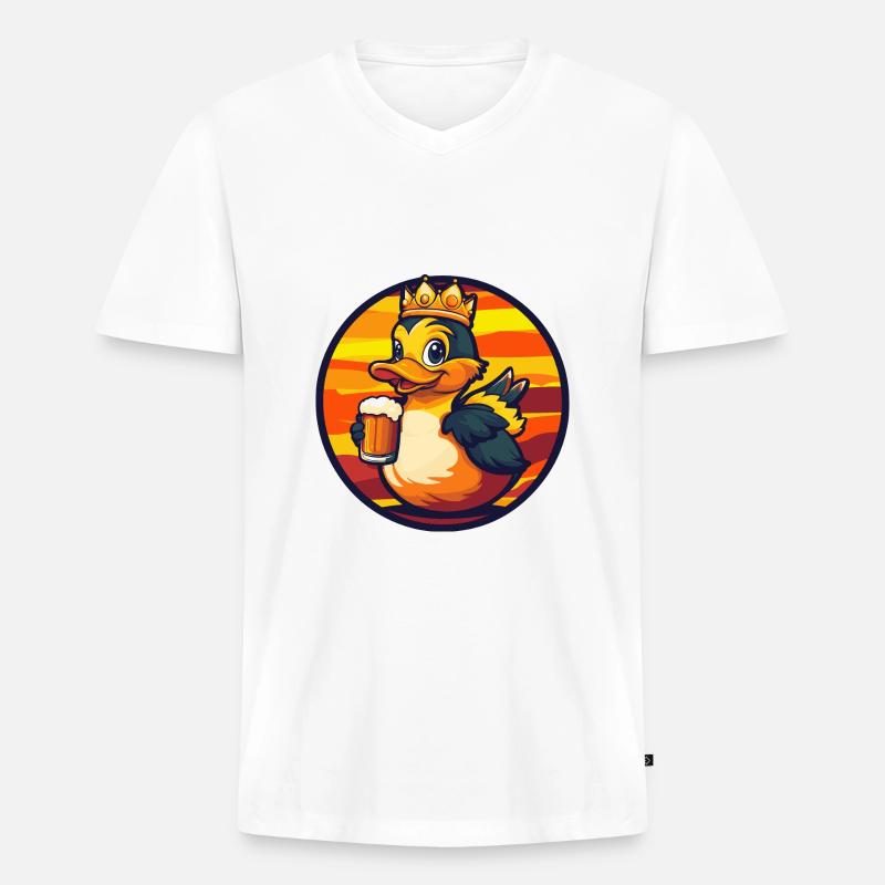 Ente Bier Comic - Männer Premium Bio T-Shirt mit V-Ausschnitt - Weiß