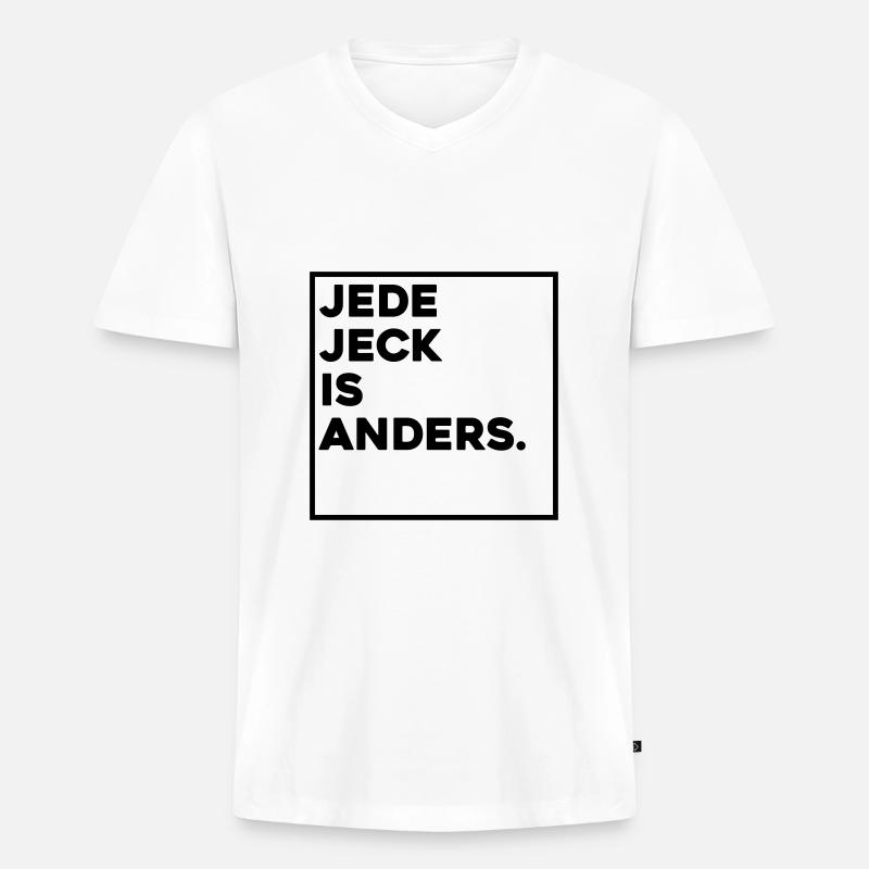 JEDE JECK IS ANDERS - Männer Premium Bio T-Shirt mit V-Ausschnitt - Weiß