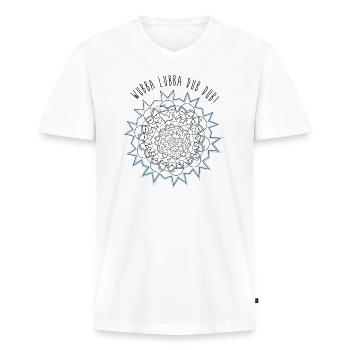 Rick And Morty Wubba Lubba Dub Dub Spruch - Männer Premium Bio T-Shirt mit V-Ausschnitt - Weiß - Vorne - Nico (187cm)