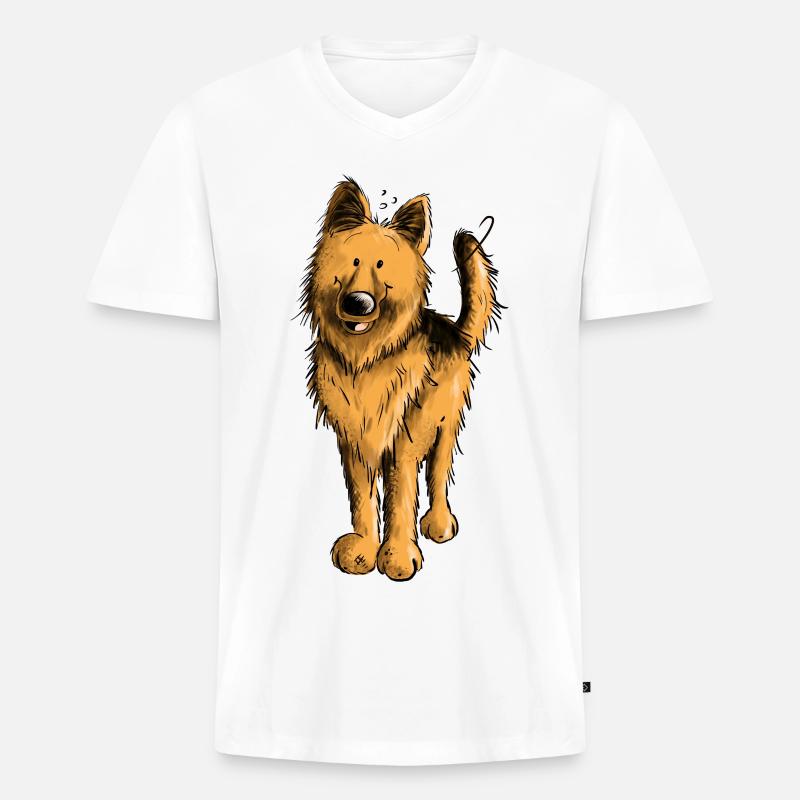 Lustiger Deutscher Schäferhund DSH Hund Comic - Männer Premium Bio T-Shirt mit V-Ausschnitt - Weiß