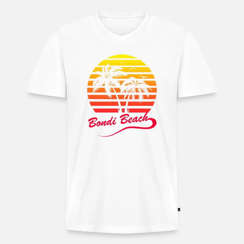 Bondi Beach - Männer Premium Bio T-Shirt mit V-Ausschnitt - Weiß
