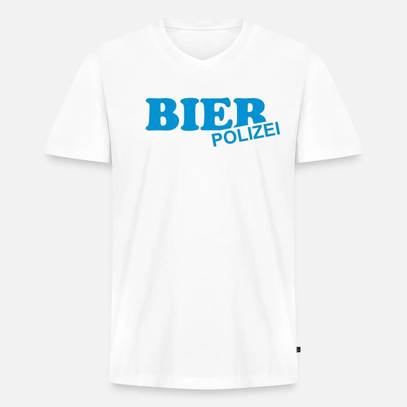 Bier Polizei - Männer Premium Bio T-Shirt mit V-Ausschnitt - Weiß