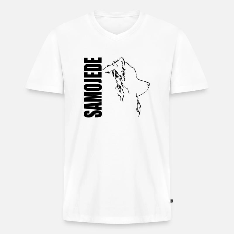 SAMOJEDE Profil Hunde Hund Wilsigns - Männer Premium Bio T-Shirt mit V-Ausschnitt - Weiß