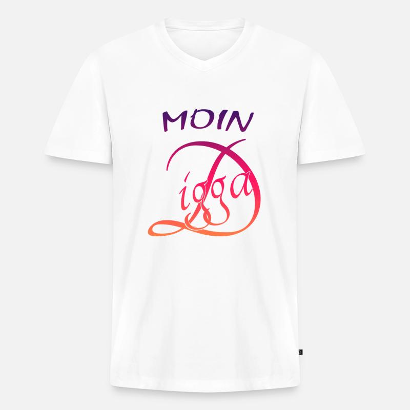 Moin Digga - Männer Premium Bio T-Shirt mit V-Ausschnitt - Weiß