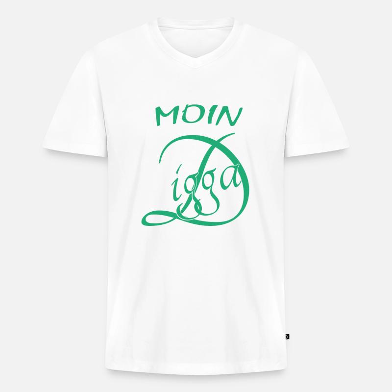 Moin Digga - Männer Premium Bio T-Shirt mit V-Ausschnitt - Weiß