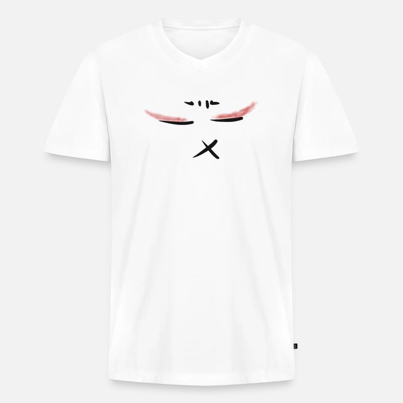 Designe 2022 Face Smile Geschenkidee - Männer Premium Bio T-Shirt mit V-Ausschnitt - Weiß