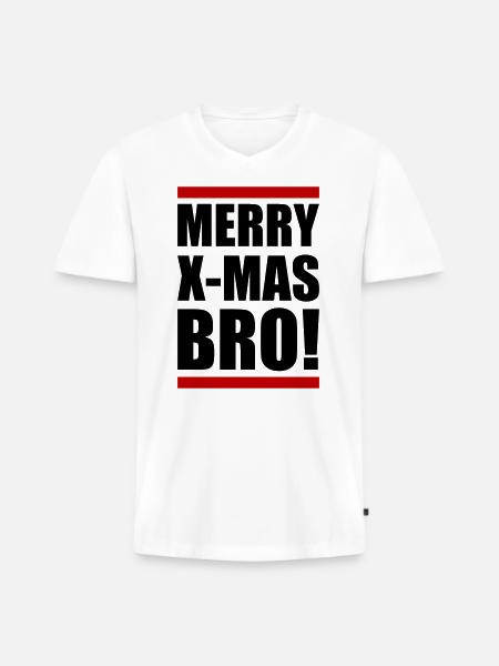 Joyeux Noël Frère - T-shirt encolure en V Premium bio Homme - blanc