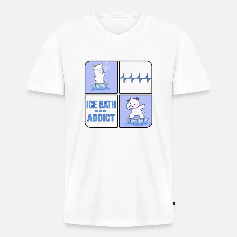 eisbader winterbader eisbär icebath addict - Männer Premium Bio T-Shirt mit V-Ausschnitt - Weiß