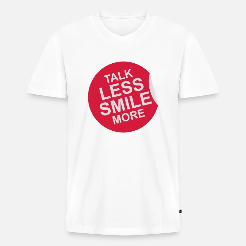 talk less smile more - Männer Premium Bio T-Shirt mit V-Ausschnitt - Weiß
