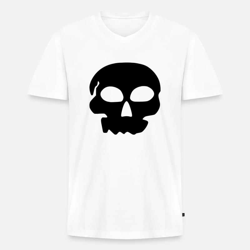 Schädelinskj - Männer Premium Bio T-Shirt mit V-Ausschnitt - Weiß