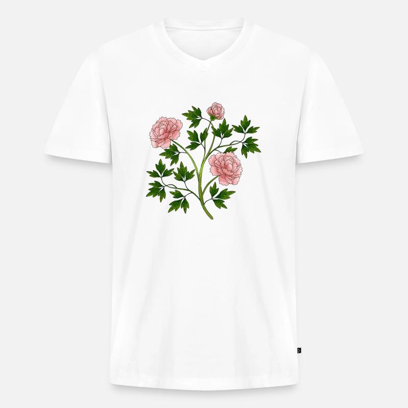 Blumen - Männer Premium Bio T-Shirt mit V-Ausschnitt - Weiß