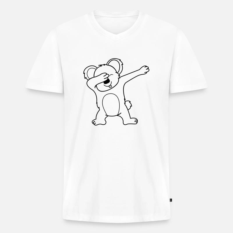 Koala Dabbing 01 - Männer Premium Bio T-Shirt mit V-Ausschnitt - Weiß