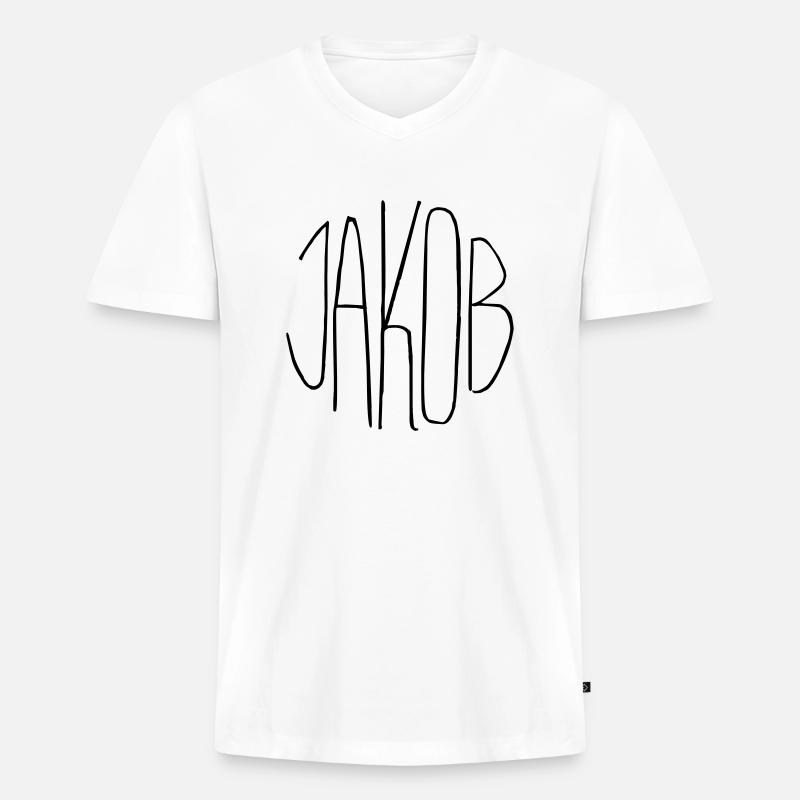 Jakob - Männer Premium Bio T-Shirt mit V-Ausschnitt - Weiß