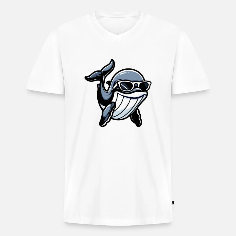 Wal Comic Cool - Männer Premium Bio T-Shirt mit V-Ausschnitt - Weiß