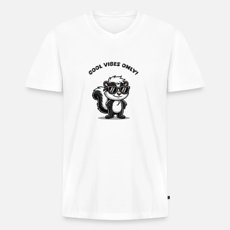 stinktier comic cool - Männer Premium Bio T-Shirt mit V-Ausschnitt - Weiß