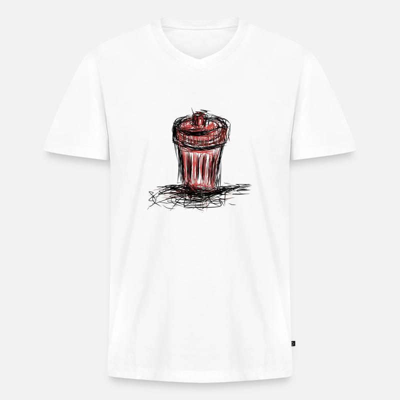 Müll eimer - Männer Premium Bio T-Shirt mit V-Ausschnitt - Weiß