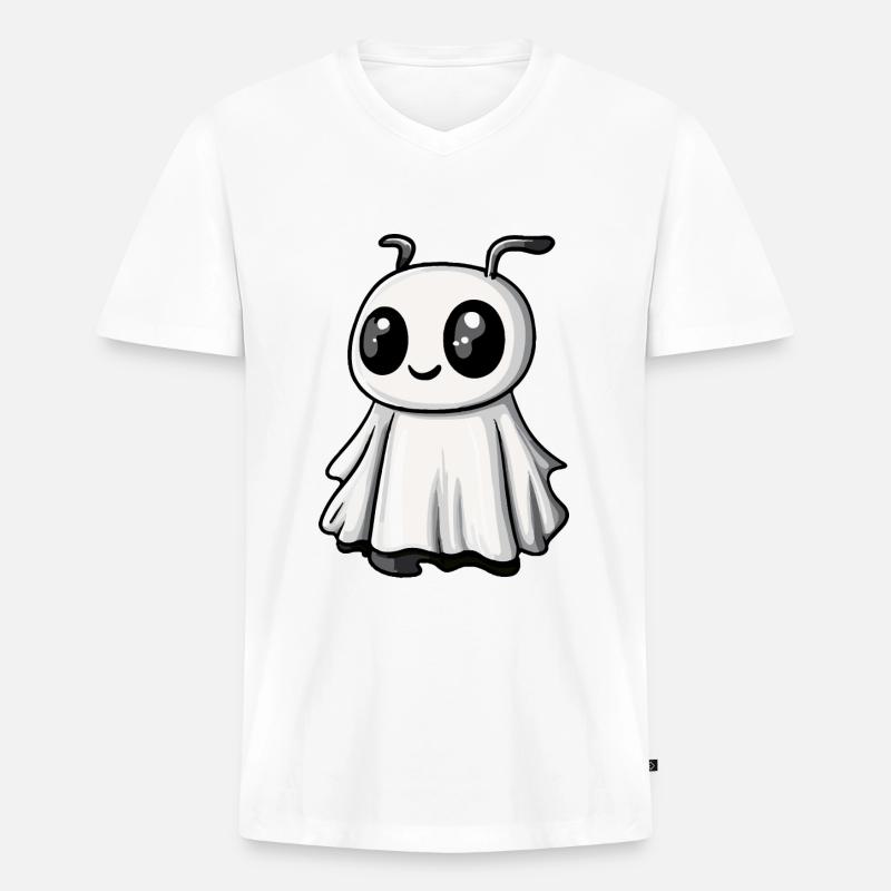 Ameise Halloween Comic Geist - Männer Premium Bio T-Shirt mit V-Ausschnitt - Weiß
