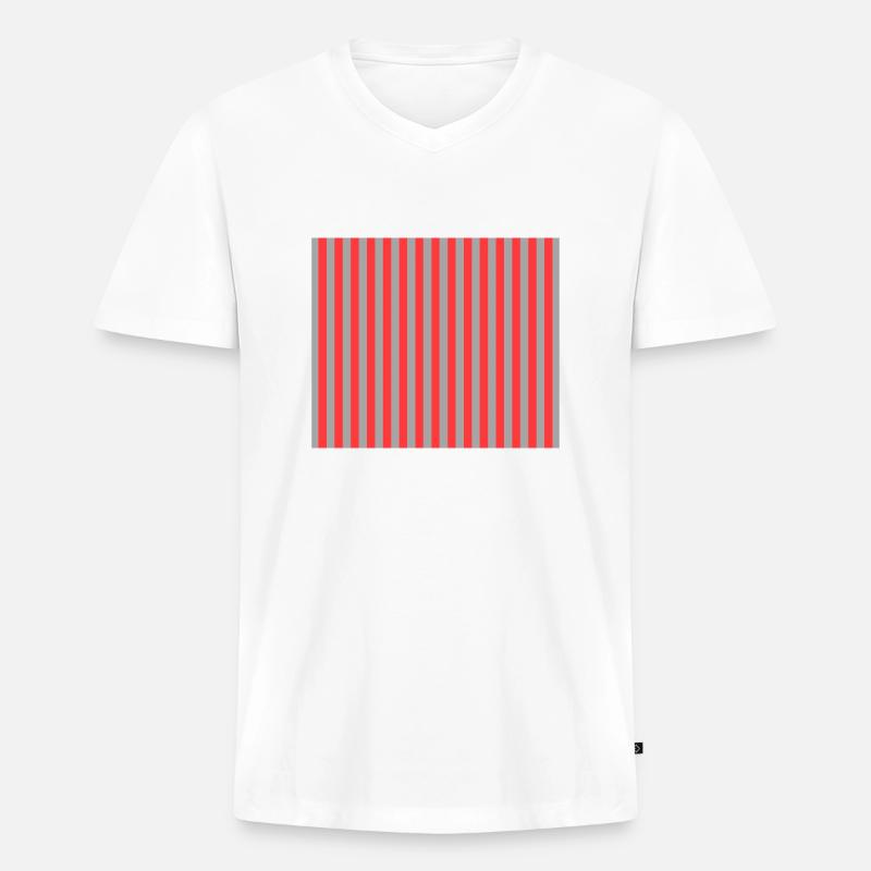 Stripes Rot Grau - Männer Premium Bio T-Shirt mit V-Ausschnitt - Weiß