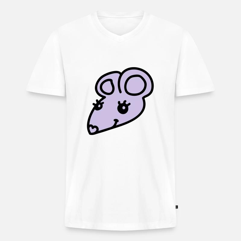 Süße Maus - Männer Premium Bio T-Shirt mit V-Ausschnitt - Weiß