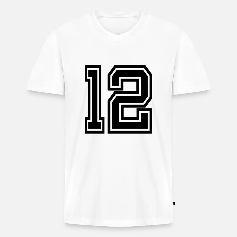 12 - Männer Premium Bio T-Shirt mit V-Ausschnitt - Weiß
