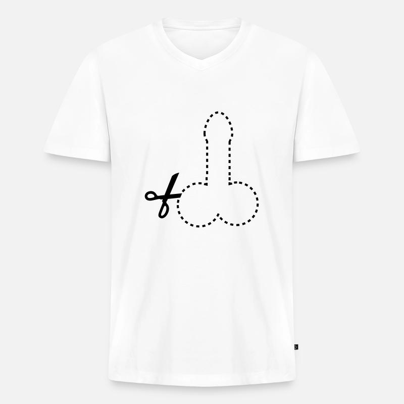 dashed_cut_out_penis_1c - Männer Premium Bio T-Shirt mit V-Ausschnitt - Weiß