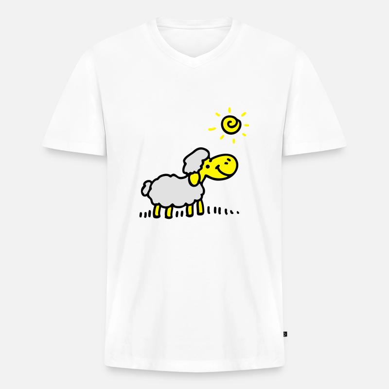 Schäfchen Sonne 3 - Männer Premium Bio T-Shirt mit V-Ausschnitt - Weiß