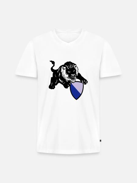 zürich löwe - Männer Premium Bio T-Shirt mit V-Ausschnitt - Weiß