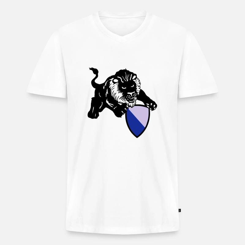 zürich löwe - Männer Premium Bio T-Shirt mit V-Ausschnitt - Weiß
