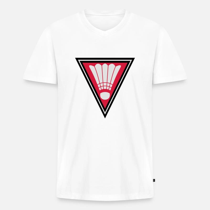 Triangle Badminton Logo - Männer Premium Bio T-Shirt mit V-Ausschnitt - Weiß