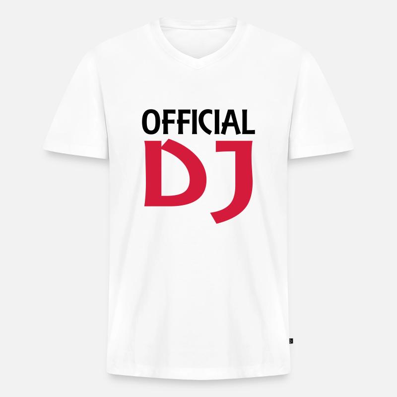 Official DJ - Männer Premium Bio T-Shirt mit V-Ausschnitt - Weiß