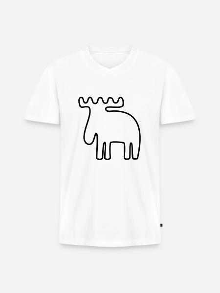 Elch - Männer Premium Bio T-Shirt mit V-Ausschnitt - Weiß