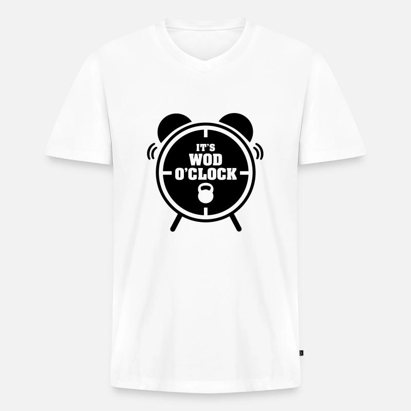 It's WOD O'Clock - Männer Premium Bio T-Shirt mit V-Ausschnitt - Weiß
