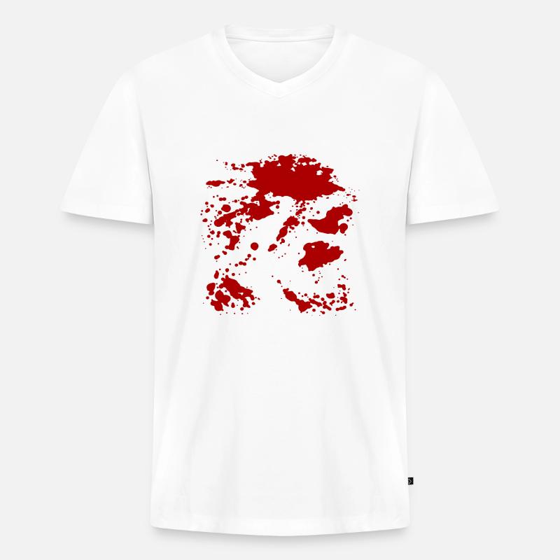 Blutspritzer - Männer Premium Bio T-Shirt mit V-Ausschnitt - Weiß
