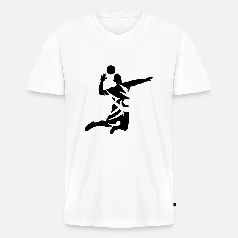 volleyball - Männer Premium Bio T-Shirt mit V-Ausschnitt - Weiß