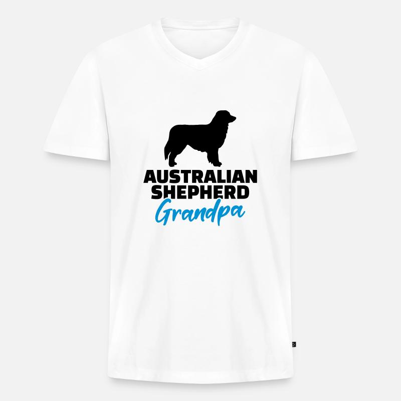 Australian Shepherd - Männer Premium Bio T-Shirt mit V-Ausschnitt - Weiß
