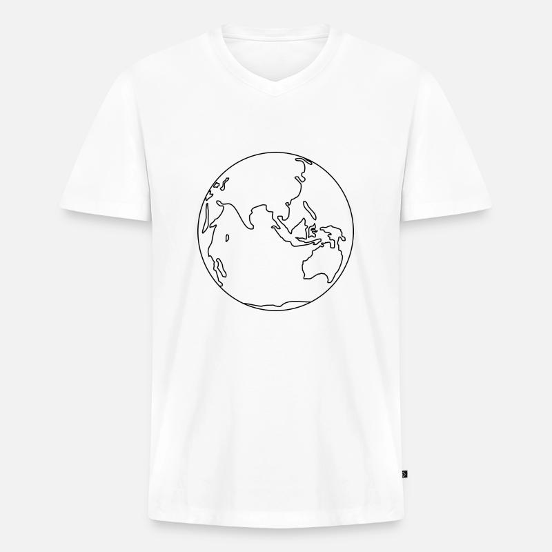 Erde - Männer Premium Bio T-Shirt mit V-Ausschnitt - Weiß