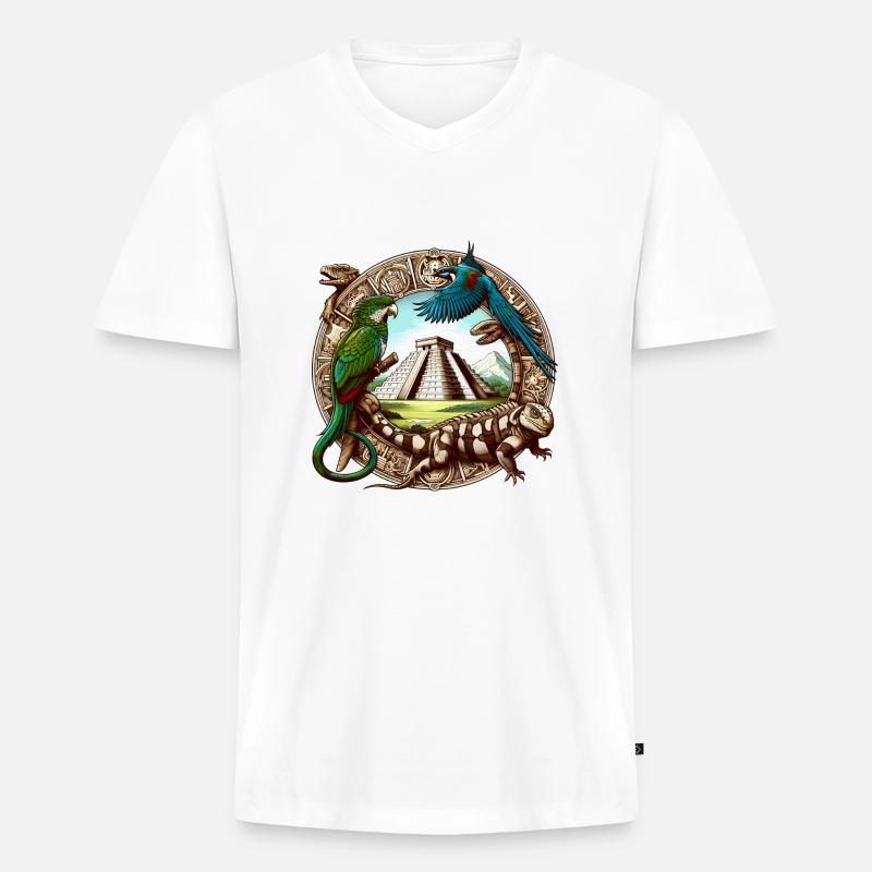 Wunder der Maya - Männer Premium Bio T-Shirt mit V-Ausschnitt - Weiß